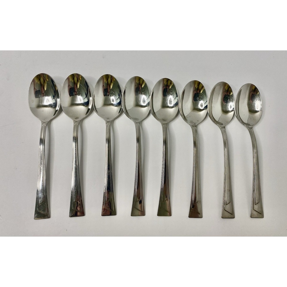 Oneida Ledges Set of 8 Soup Spoons USA Stainless Flatware